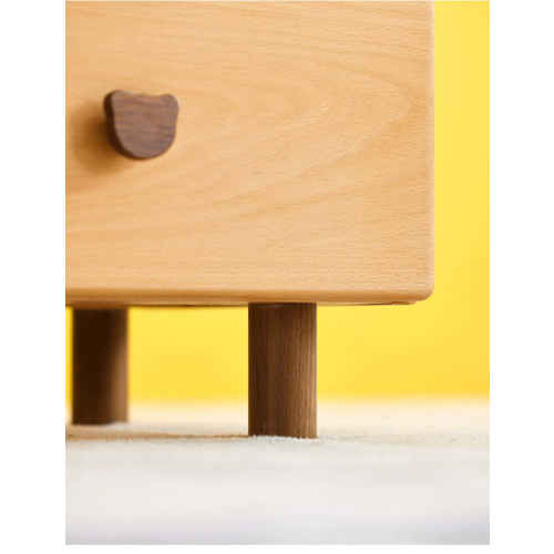 Solidwood Ayla Double Drawer Bedside Table, 40x35CM, Beech