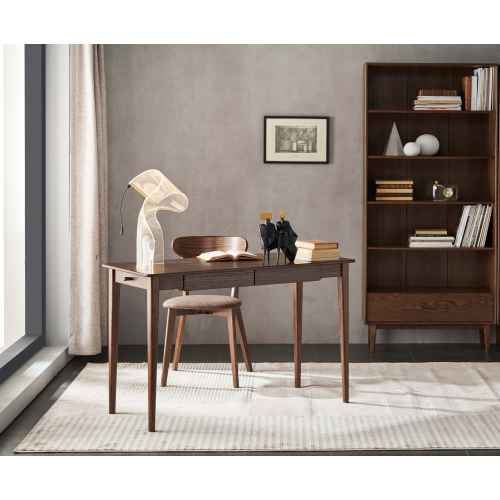 Solidwood Bailey Desk, Two Drawers, 120x53CM, Walnut