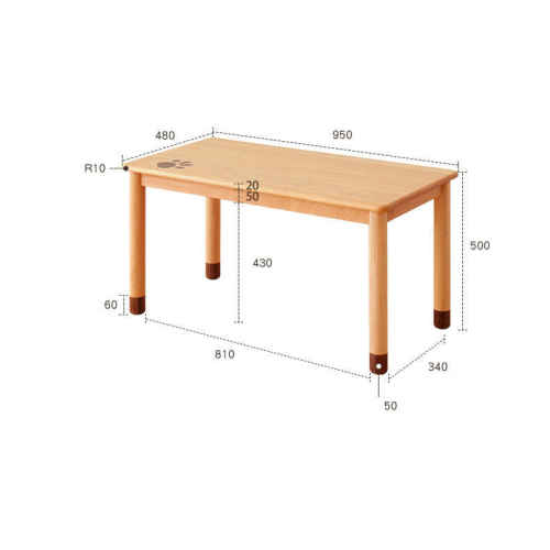 Solidwood Ayla Desk, 95x48CM, Beech