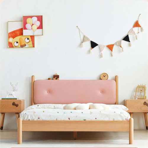 Solidwood Ayla Double Bed Frame, 128x210CM, Pink