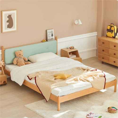 Solidwood Ayla Double Bed Frame, 128x210CM, Light Teal