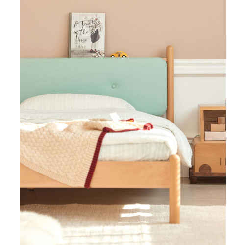 SolidWood Ayla Small Double Bed Frame, Light Teal