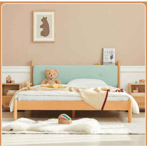 Solidwood Ayla Double Bed Frame, 128x210CM, Light Teal