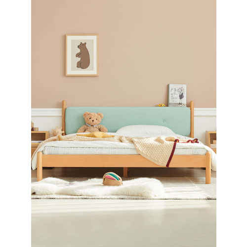 SolidWood Ayla Small Double Bed Frame, Light Teal