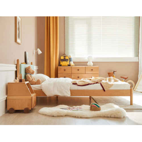 Solidwood Ayla Double Bed Frame, 128x210CM, Light Teal