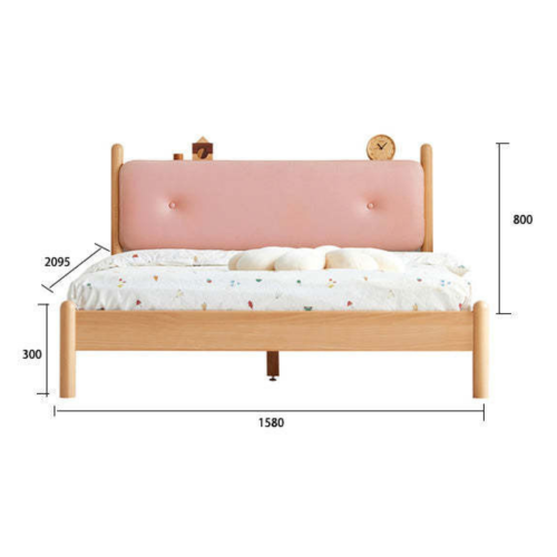 SolidWood Ayla Small Queen Bed Frame, Pink