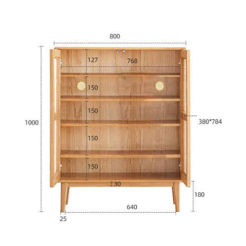 Solidwood Bailey Shoe Cabinet, 80x35CM, Oak