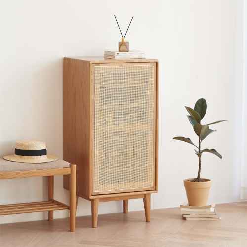 Solidwood Bailey Shoe Cabinet, 48x35CM, Oak