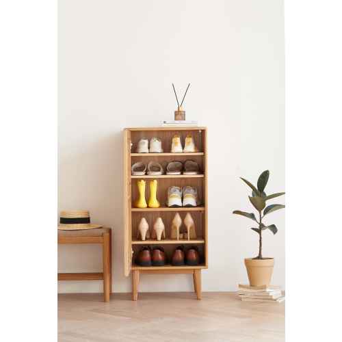 Solidwood Bailey Shoe Cabinet, 48x35CM, Oak