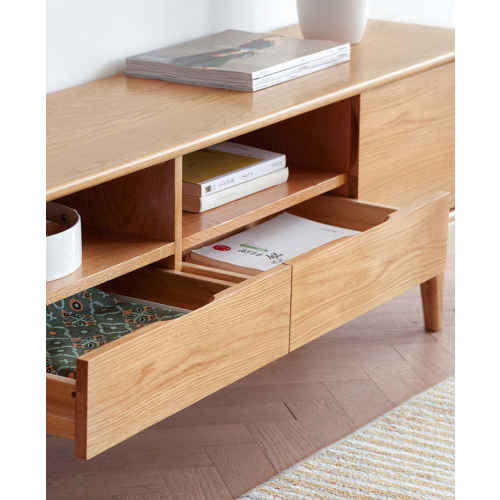 Solidwood Bailey TV Stand, 150x32x45CM, Oak