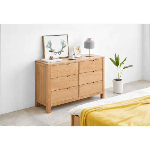 Solidwood Norway Chest of 6 drawers, 120x40CM, Oak