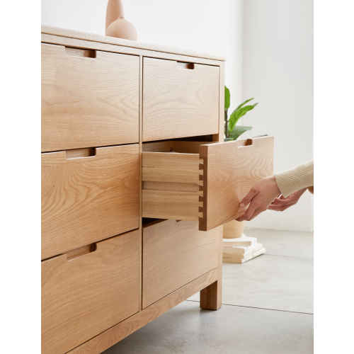 Solidwood Norway Chest of 6 drawers, 120x40CM, Oak