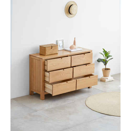 Solidwood Norway Chest of 6 drawers, 120x40CM, Oak