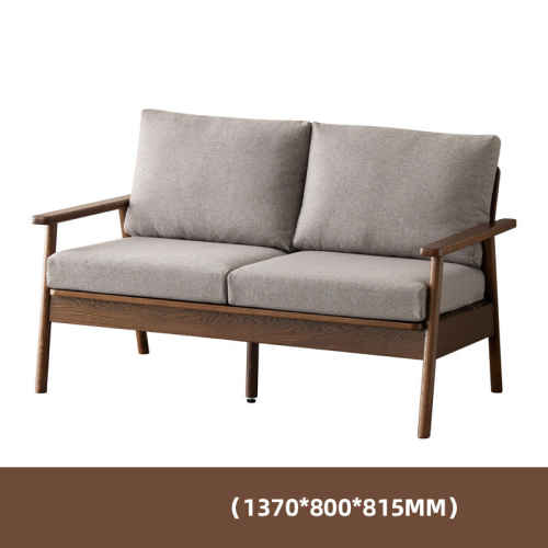 Solidwood Seattle 2-Seater Sofa, 137x80CM, Grey/Dark Wood