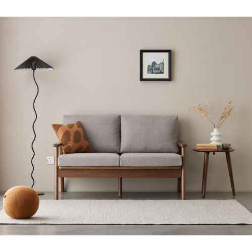 Solidwood Seattle 2-Seater Sofa, 137x80CM, Grey/Dark Wood