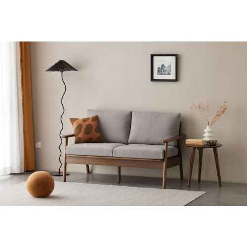 Solidwood Seattle 2-Seater Sofa, 137x80CM, Grey/Dark Wood