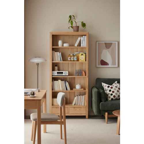 Solidwood Norway Bookcase, 85x32cm, Oak