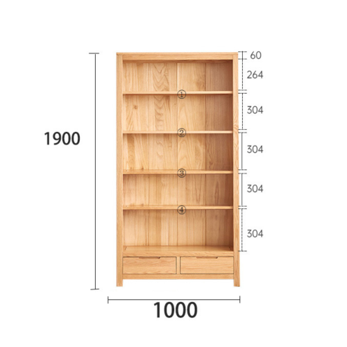 Solidwood Norway Bookcase, 100x32CM, Oak