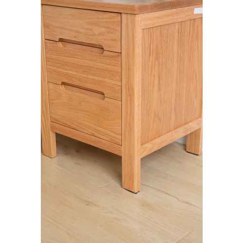 Solidwood Norway Three Drawer Bedside Table, 40x35CM, Oak