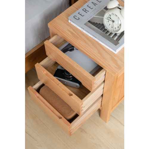 Solidwood Norway Three Drawer Bedside Table, 40x35CM, Oak