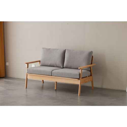 Solidwood Seattle 2-Seater Sofa, 137x80CM, Grey/Oak