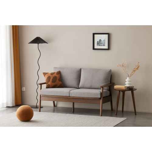 Solidwood Seattle 2-Seater Sofa, 137x80CM, Grey/Oak