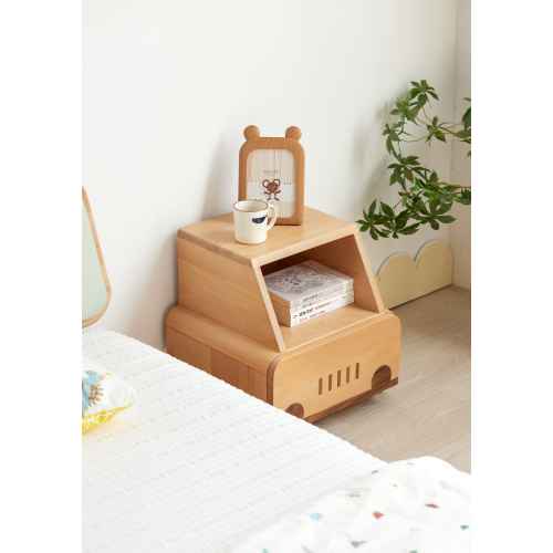 Solidwood Ayla Car Styling Bedside Table, 42x38CM, Beech