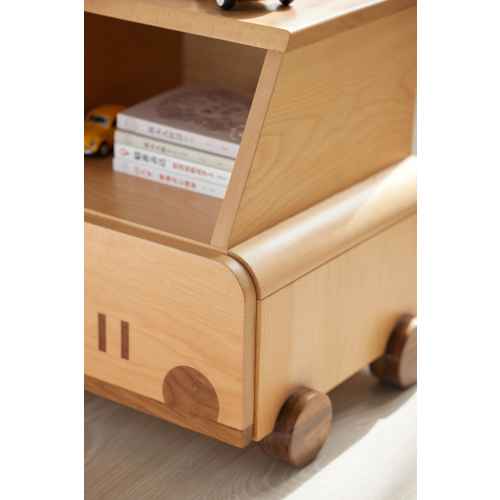 Solidwood Ayla Car Styling Bedside Table, 42x38CM, Beech