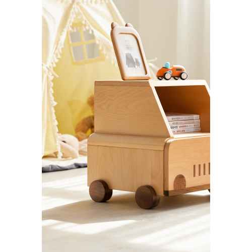 Solidwood Ayla Car Styling Bedside Table, 42x38CM, Beech