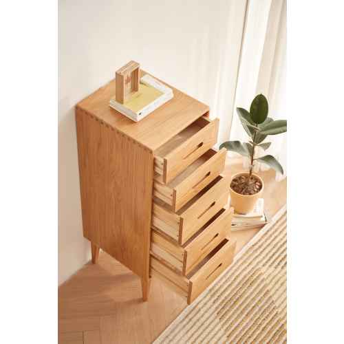 Solidwood Bailey Chest of 5 Drawers, 36x40CM, Oak