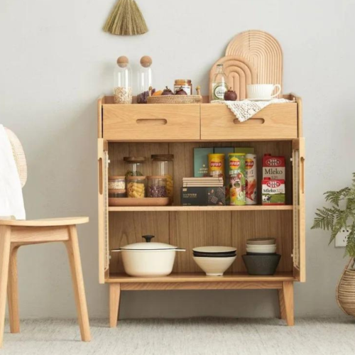 Solidwood Bailey Sideboard, 80x40x94CM, Oak