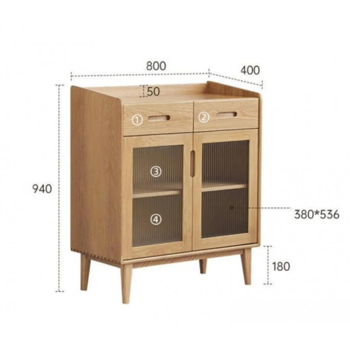 Solidwood Bailey Sideboard, 80x40x94CM, Oak