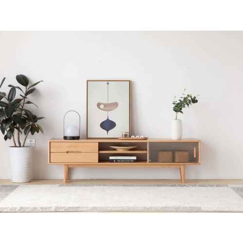 Solidwood Bailey TV Stand, 150x32x42CM, Oak