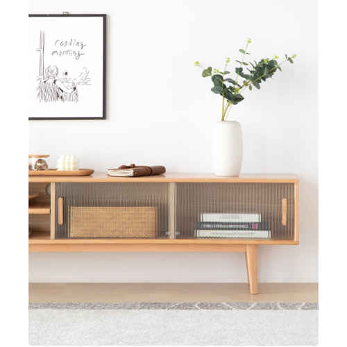 Solidwood Bailey TV Stand, 150x32x42CM, Oak