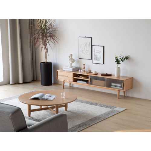 Solidwood Bailey TV Stand, 180x32x42CM, Oak