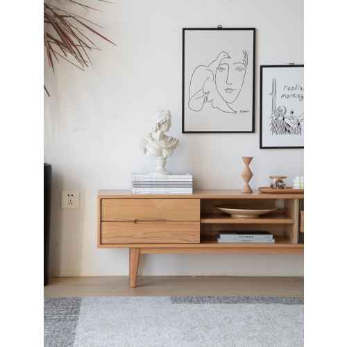 Solidwood Bailey TV Stand, 180x32x42CM, Oak