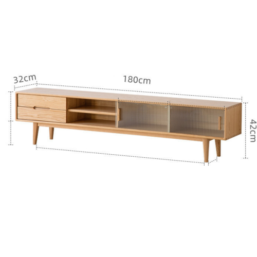 Solidwood Bailey TV Stand, 180x32x42CM, Oak