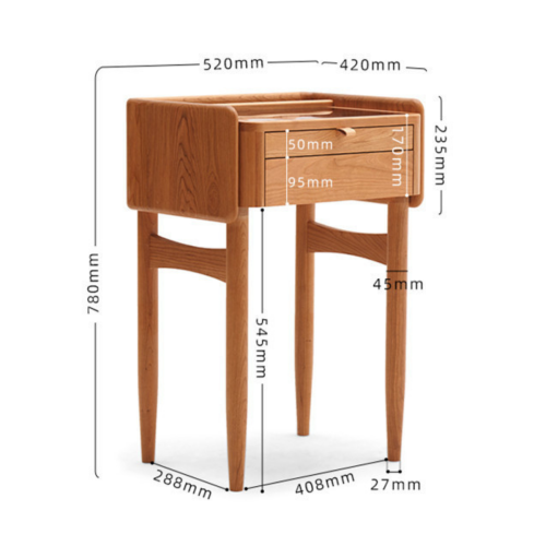 Solidwood Quartz Dressing Table, 52x42CM, Cherry Wood