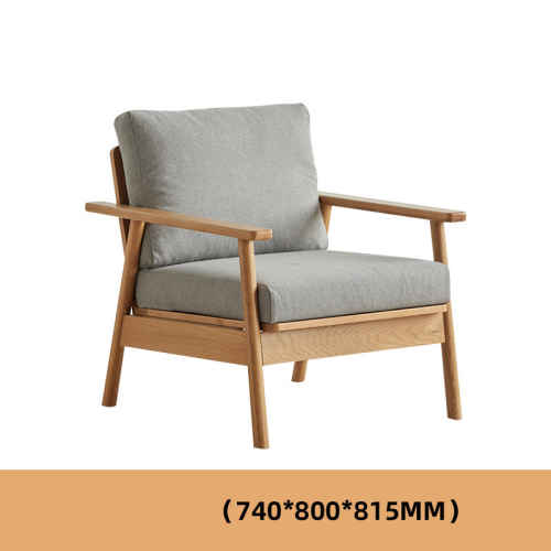 Solidwood Seattle 1-Seater Sofa, Grey/Oak