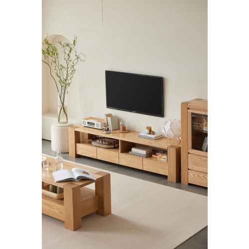 Solidwood Rayden TV Stand, 220x42CM, Oak