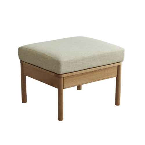 Solidwood Seattle Ottoman, 59x53CM, Beige/Oak