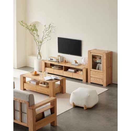 Solidwood Rayden TV Stand, 200x42CM, Oak