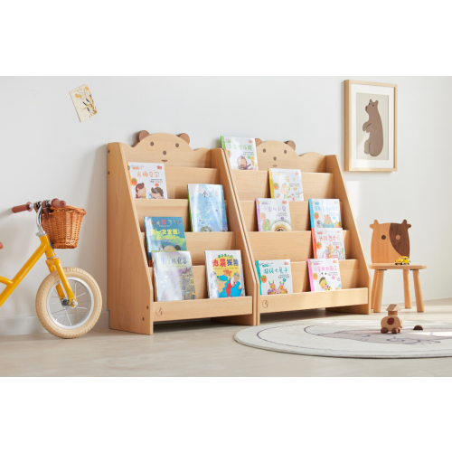 Solidwood Ayla Bear Styling Bookshelf of Five-tier, 78x33CM, Beech