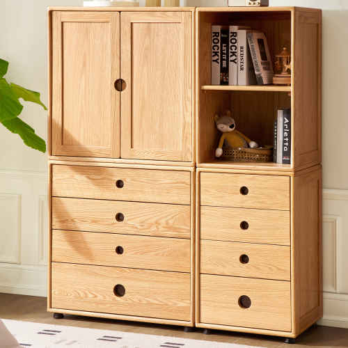 Solidwood Gleam Kids Combo Storage Chest of 4 drawers, 74x40x75cm, Oak