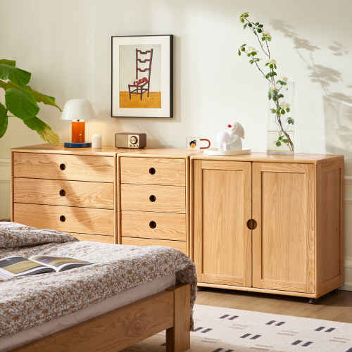 Solidwood Gleam Kids Combo Storage Chest of 4 drawers, 74x40x75cm, Oak