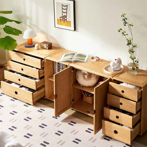 Solidwood Gleam Kid Combination Storage Chest of 4 drawers, 46x40x75cm, Oak