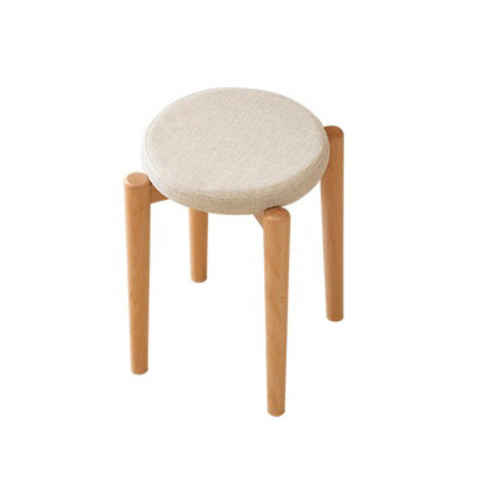 Solidwood Milan Stool with Cushion, 41.5X45cm, Beech & Beige