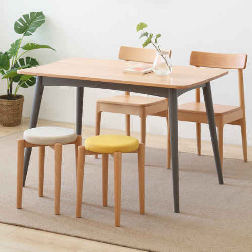 Solidwood Milan Stool with Cushion, Beech & Beige