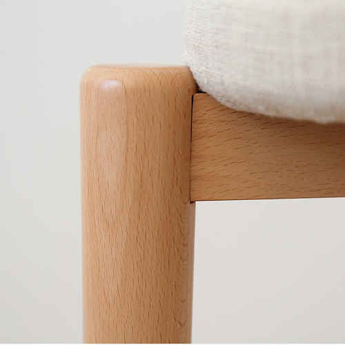 Solidwood Milan Stool with Cushion, 41.5X45cm, Beech & Beige
