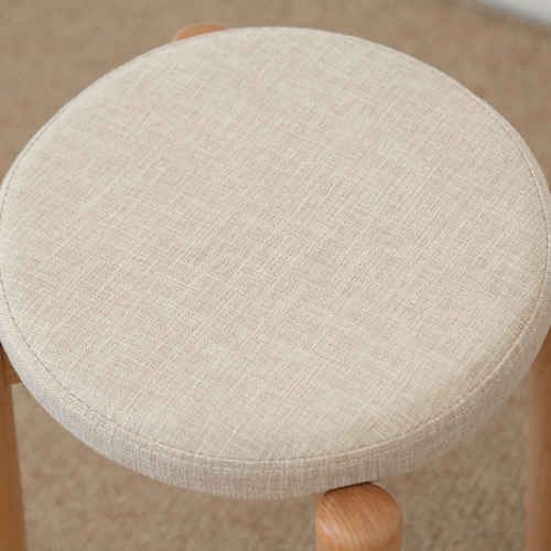 Solidwood Milan Stool with Cushion, 41.5X45cm, Beech & Beige